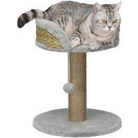 PawHut Modern Cat Tree Tower with Plush Perch & Jute Scratching Post, Grey, Space-Saving Design