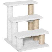 PawHut Cat Tree Stairs with Scratching Posts, Plush Carpet & Interactive Ball - Space-Saving Indoor Climber