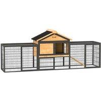 PawHut Rabbit Hutch & Guinea Pig Run - Easy Clean, Chew-Resistant, Outdoor Pet House, Brown