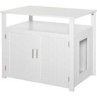 PawHut Modern MDF Cat Litter Box Cabinet with Magnetic Door, Space-Saving Side Table