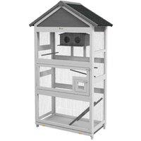 PawHut Wooden Bird Cage with Stand for Small Birds - Easy Clean, Secure Outdoor Aviary, Spacious Design