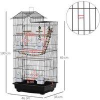 PawHut Tall Budgie & Small Bird Cage - Easy Clean, Steel, Multi-Accessory, Portable