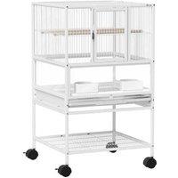 PawHut Bird Cage for Small Birds - Easy Clean, Secure Acrylic Panels, Portable with Wheels & Shelf