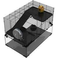 Hamster Cage for Small Pets - PawHut 3-Tier Multi-Level Glass Base, Ramps & Accessories