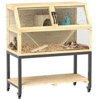 PawHut Hamster Cage with Wheels, Multi-Level Shelves & Ramps - Spacious Small Pet Habitat