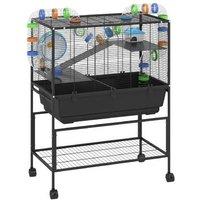 PawHut 3-Tier Hamster Cage for Syrian Hamsters & Gerbils - Easy Clean, Multi-Level, Portable