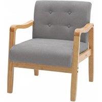 Spacious Modern Upholstered Armchair with Rubberwood Frame and Linen Fabric