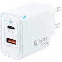 CoolBox Gan 30W Fast USB-C Wall Charger - Dual Port, Universal for iPhone, Samsung, Android