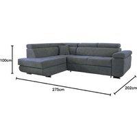 Modern Fabric L-Shaped Corner Sofa Bed with Storage, Adjustable Headrests & Chrome Legs - 3-4 Seater