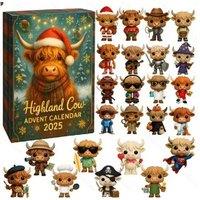 2D Alpine Cow Kids Advent Calendar - 24 Collectible Ornaments, Family-Friendly Christmas Countdown