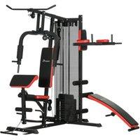 Multi-Gym Workout Station with 65kg Stack, Bench, Dip, and Push-Up Stand