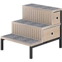PawHut Dog Stairs with Storage - Non-Slip, Small Breed, Oak Finish