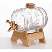 Thickened Glass Drink Dispenser - 1L Tableware Beverage Server with Metal Tap