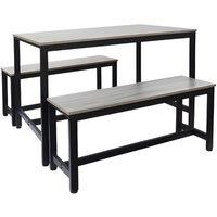 Modern Soho 3-Piece Dining Table Set with Space-Saving Benches in Grey