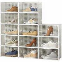 12-Pack White Foldable & Stackable Shoe Boxes with Transparent Panels