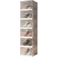 6-Tier Transparent Foldable Shoe Organiser with Doors