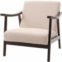 Stylish Wooden Single Armchair Sofa with Rattan and Plush Padding