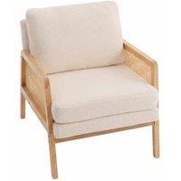 Teddy Fleece-Upholstered Accent Chair with Wooden Sides