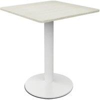 2-Seater Modern White Square Cafe Table with Powder-Coated Metal Base