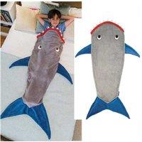 Kids Wearable Blanket Hoodie - Soft Flannel Shark & Mermaid Designs