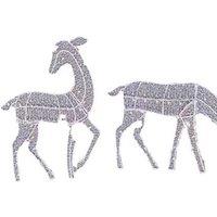 Light-Up 2D Reindeer Outdoor Christmas Decorations - Battery-Operated LED Festive Garden Ornaments (3 Sizes)