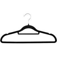 20pk Black Velvet Non-Slip Clothes Hangers with Trouser Bar - Space-Saving Wardrobe Organiser