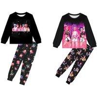 Kids 100% Polyester Long Sleeve Pajamas Set - K-pop Demon Hunters Design, Unisex, S-XXL