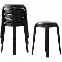 10-Piece Stackable Round Plastic Stools with Whirling Leg Design, Black