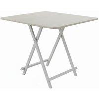 Space-Saving Folding Wooden Dining Table - White Wood Grain Finish