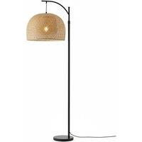Traditional Rattan Floor Lamp with Meticulously Woven Bamboo Shade