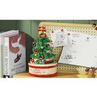 Christmas Tree Building Blocks Gift Set with LED Lights & Music Box - Festive Family Fun for Kids & Adults