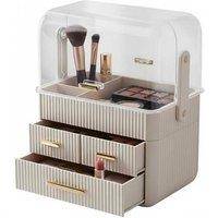 Modern 3-Drawer Cosmetics Organiser with Portable Handle and Lid