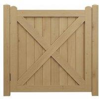 Garden Flat Top Pine Wood Gate Kit with Heavy-Duty Hinges and Deadbolt