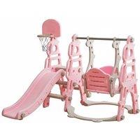 Kids & Toddler Swing and Slide Set with Basketball Hoop & Ladder