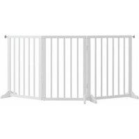 Versatile Wooden Foldable Freestanding 4 Panel Pet Gate, Modern Finish