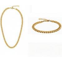 Roman Curb Necklace and Bracelet in Gold Bundle