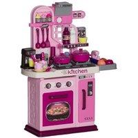 Kids Play Kitchen Set - 33 Accessories, Interactive Lights & Sounds, Pink, Ages 3-6, Imaginative Pretend Play