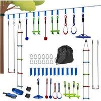 10pc Kids Outdoor Zip Line Adventure Kit - Ages 3-6, Garden Playground, Climbing, Swing & Balance Fun