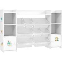 Kids Wooden Toy Storage Shelf with 8 Removable Bins & Book Rack - MDF & Steel, Child-Safe, Space-Saving
