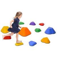 11pc Heart Stepping Stones Set for Kids - Multicolour, Ages 3-8, Outdoor & Indoor Balance Game