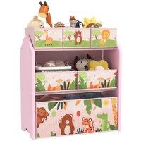 3-Tier Modular Toy Storage Unit with 6 Removable Boxes - Pink MDF & Fabric, Kids' Organiser