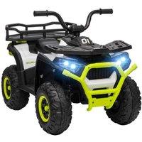 12V Kids Electric ATV Quad Bike - Outdoor Ride-On Toy, Basket & Lights, Green (Ages 3+)