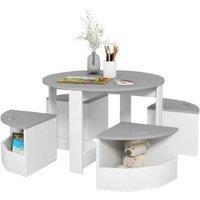 5pc Kids Table & Chair Set with Storage - Grey - Creative Play Furniture, Ages 3-8