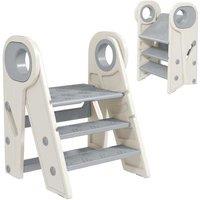 Foldable & Adjustable Toddler Step Stool Tower - Non-Slip, Grey, Space-Saving Nursery Helper