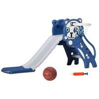 2-in-1 Indoor Baby Slide with Basketball Hoop - Toddler Activity Playset, Ages 18-36 Months, Tiger Theme