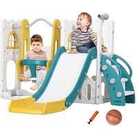 6-in-1 Toddler Slide & Swing Playground Set - Ages 1-3, Indoor/Outdoor, Educational, Multi-Activity, Yellow