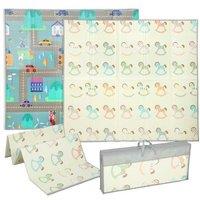 Foldable Baby Play Mat - Reversible Foam Activity Rug for Toddlers & Nurseries (Ages 0-3, Traffic & Horse Design, Portable, Easy Clean)