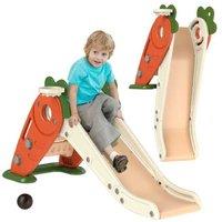3-in-1 Foldable Carrot Slide for Toddlers - Indoor Playset with Climber & Basketball Hoop (Ages 1-3, Safe, Space-Saving)