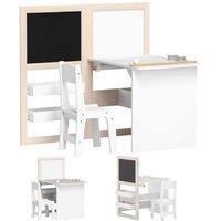 3-in-1 Kids Table & Chair Set with Whiteboard, Blackboard & Storage - Creative Learning Desk Ages 3-8