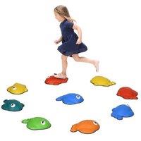 9pc Sensory Stepping Stones for Kids - Stackable, Non-Slip, Ages 3+, Outdoor & Indoor Balance Toy